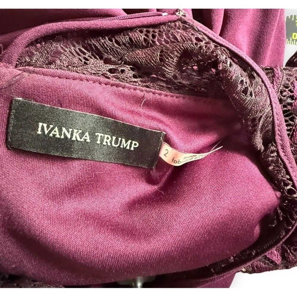 Deep Plum Sunburst Ruched Bodycon Dress Dark Vampy Romance Lace Sleeves Sz 2 - Picture 13 of 15